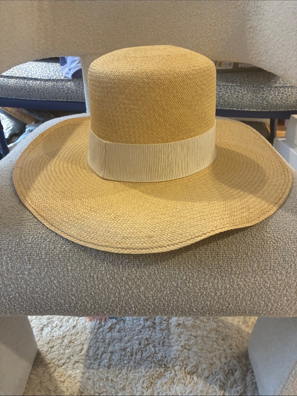 Womens Straw Sun Hat with Cream Band - Stylish Beach & Outdoor Hat